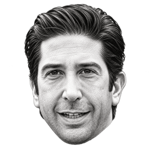 Pencil head portrait of David Schwimmer