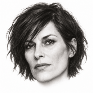 AI-assisted pencil portrait of Deborah Conway