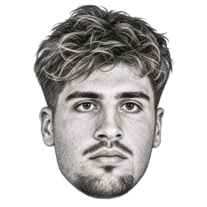 Pencil head portrait of Deni Avdija