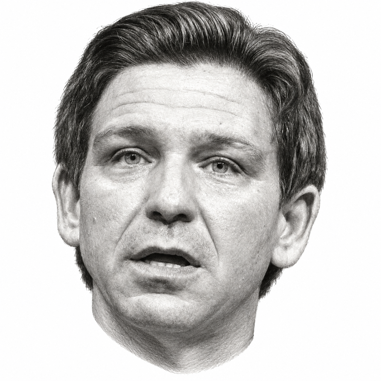 Pencil portrait of Ron DeSantis