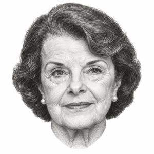 AI-generated pencil portrait of Dianne Feinstein