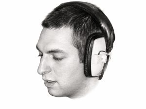 AI-assisted head-only pencil portrait of DJ Antithesis, Samuel Green
