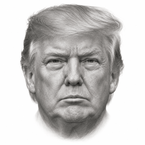 AI-generated pencil portrait of Donald Trump
