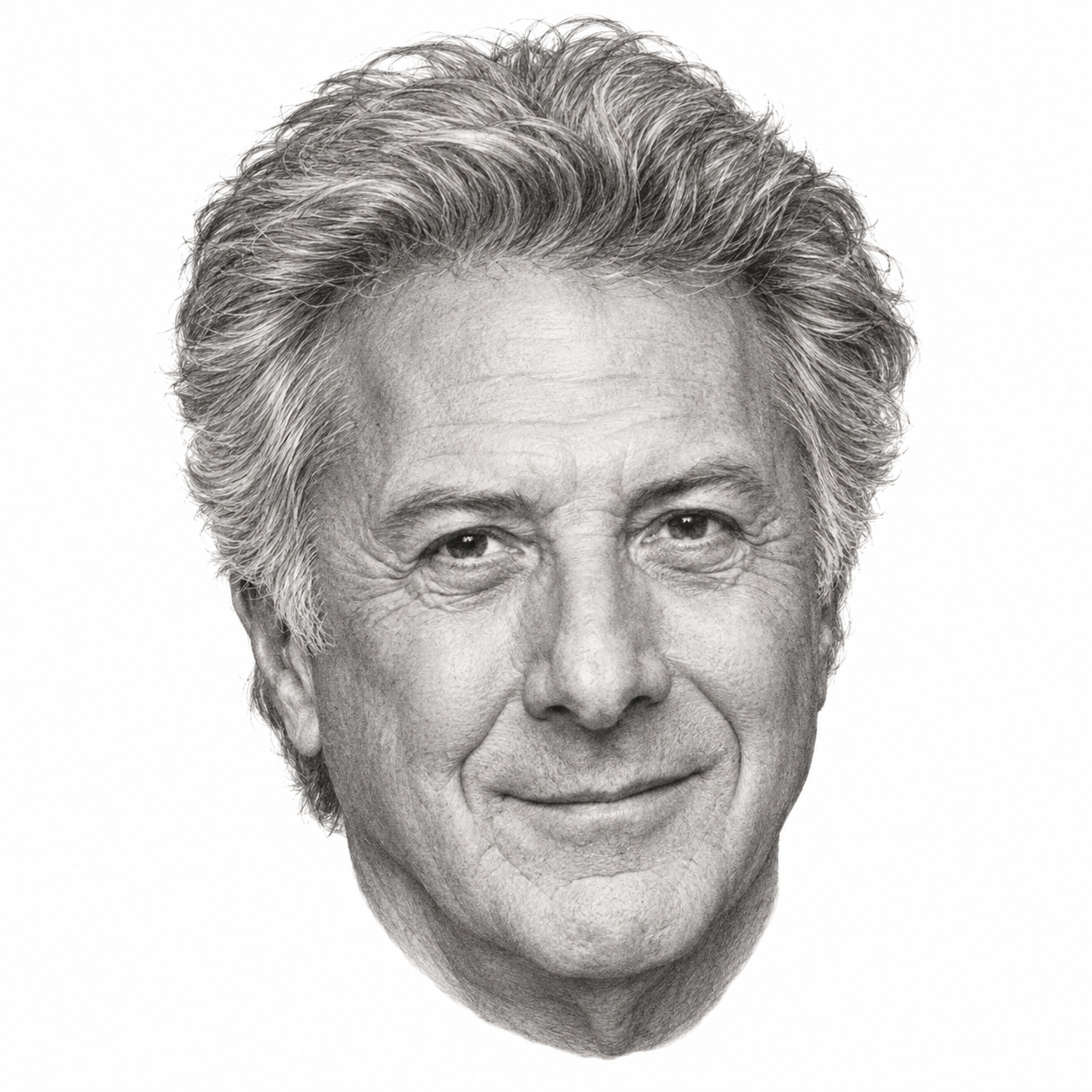 Pencil portrait illustration of Dustin Hoffman