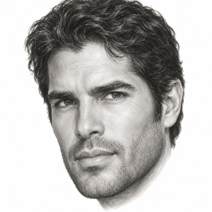 AI-generated pencil portrait of Eduardo Verástegui
