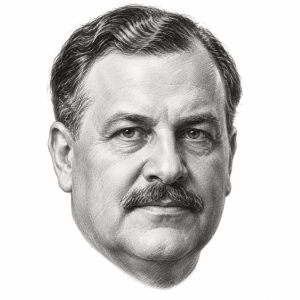 AI-generated pencil portrait of Elbert Thomas