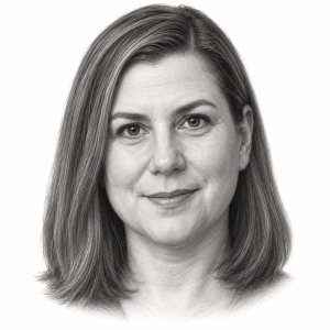 AI-generated pencil portrait of Elissa Slotkin