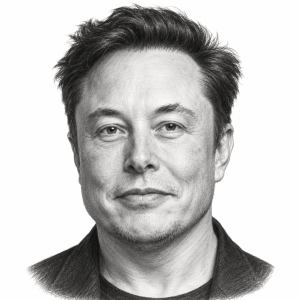 AI-generated pencil portrait of Elon Musk