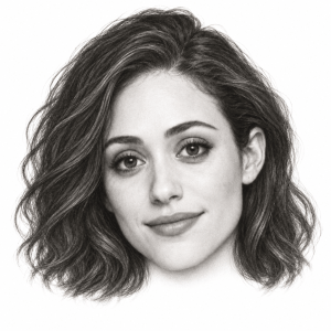 AI-assisted pencil portrait of Emmy Rossum