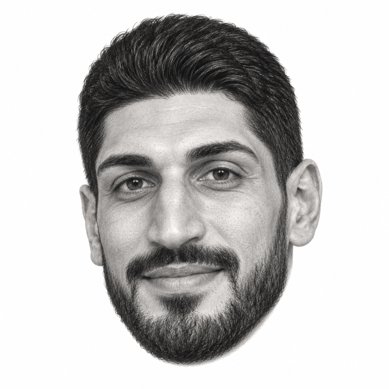 Graphite head portrait of Enes Kanter Freedom