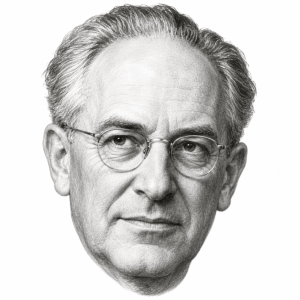 AI-generated pencil portrait of Ernest Gruening
