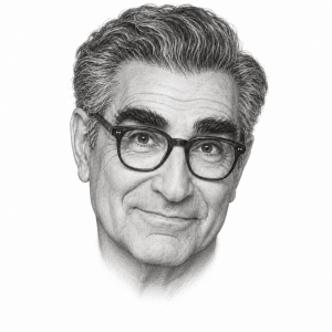 Pencil portrait illustration of Eugene Levy