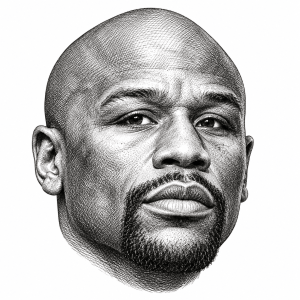 AI-generated head-only illustration of Floyd Mayweather Jr.