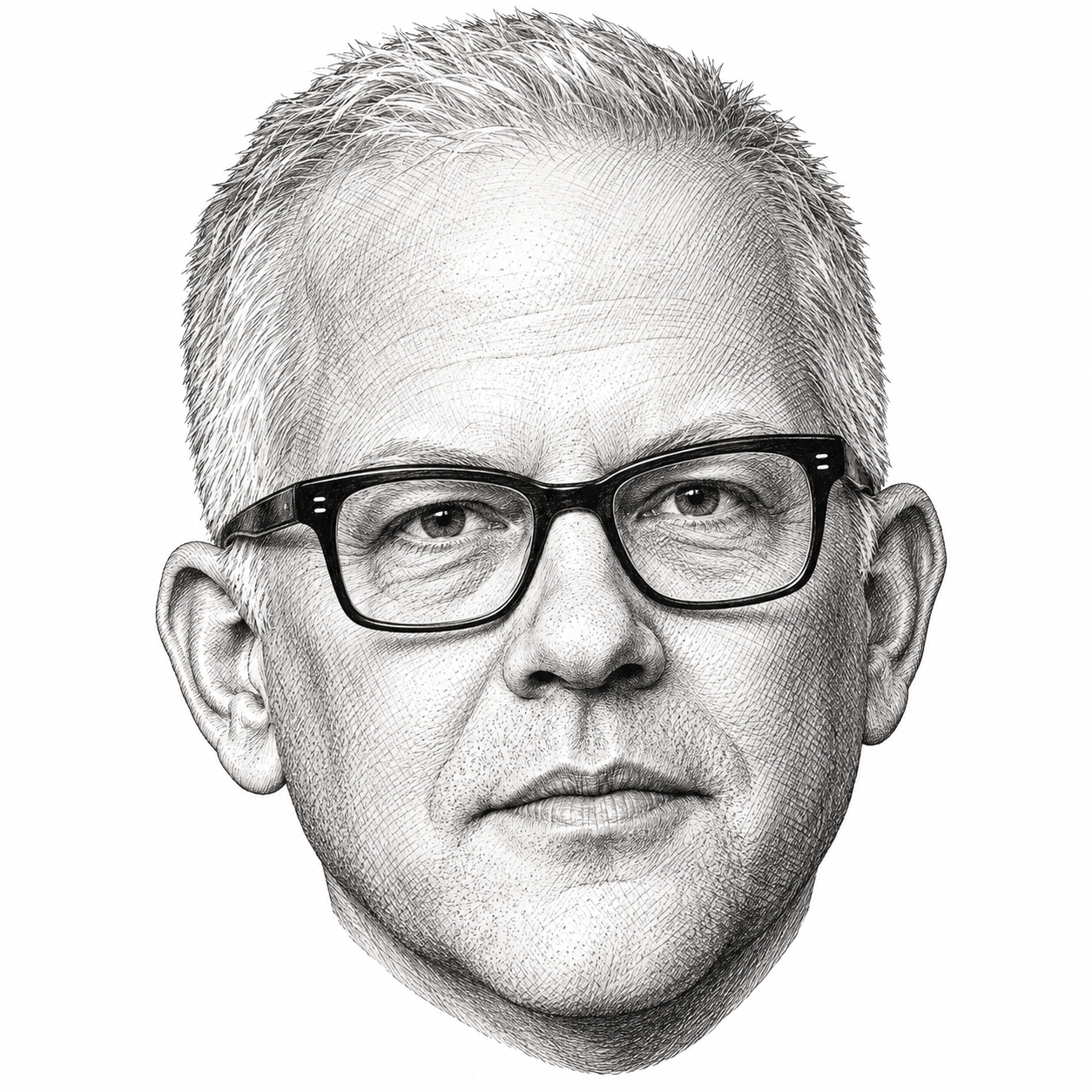 AI-generated head-only illustration of Ryan Murphy