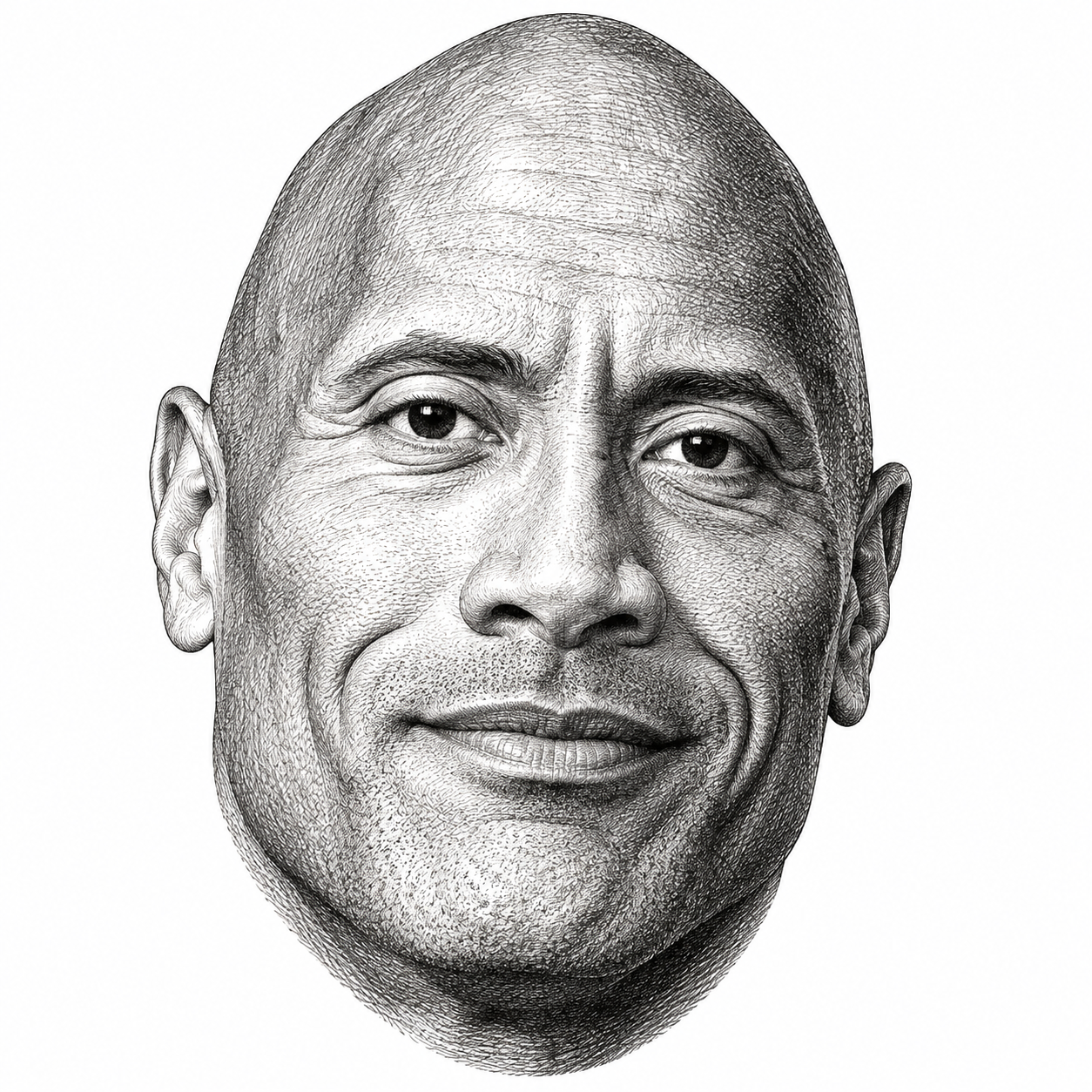 AI-generated head-only illustration of Dwayne Johnson