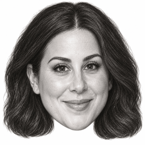 AI-generated head-only graphite portrait of Claudia Oshry