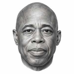 AI-assisted graphite portrait of Eric Adams