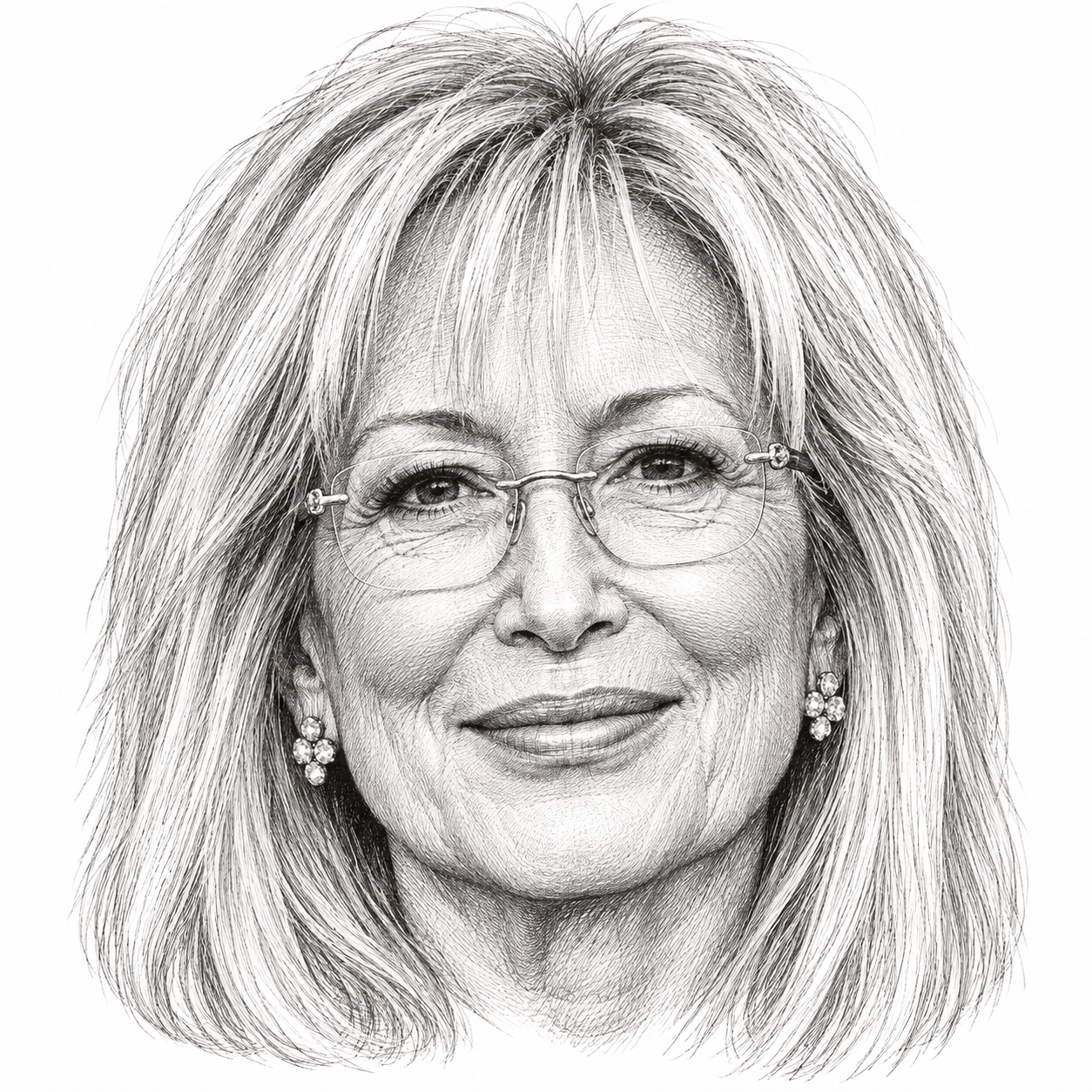 AI-generated head-only illustration of Miriam Adelson