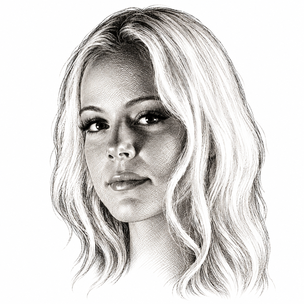 AI-assisted head-only illustration of Amber Nicolette