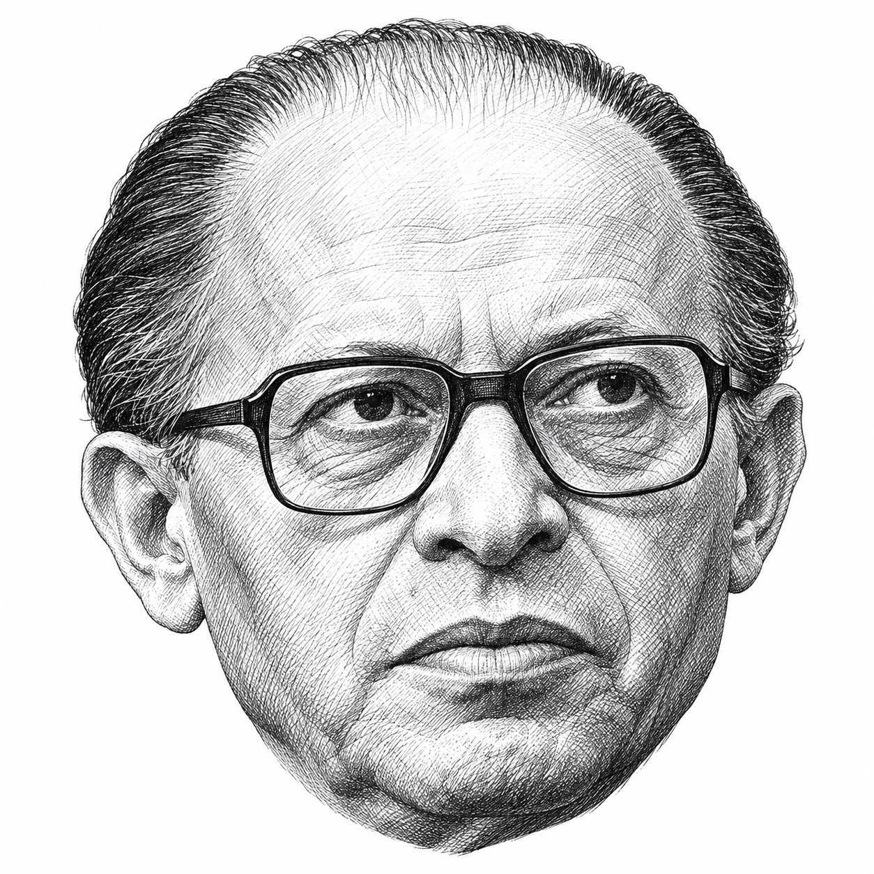 AI-generated head-only illustration of Menachem Begin