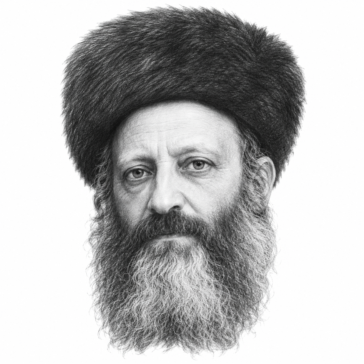 AI-assisted black-and-white pencil portrait illustration of Rabbi Abraham Isaac Kook