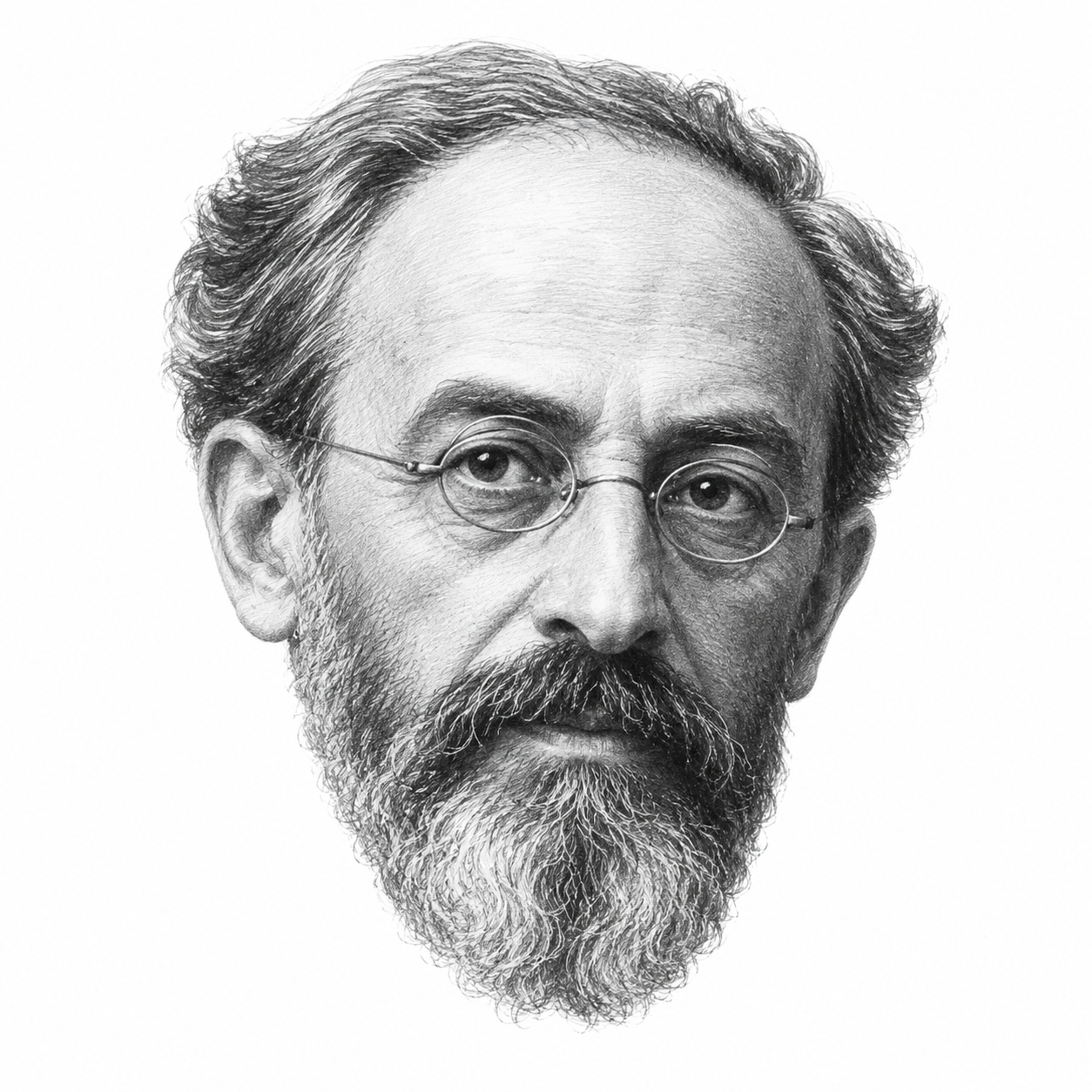 AI-assisted black-and-white pencil portrait illustration of Ahad Ha’am