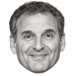 AI-generated head-only graphite portrait of Phil Rosenthal