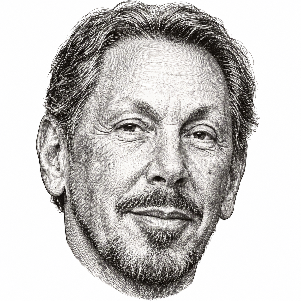 AI-generated head-only illustration of Larry Ellison