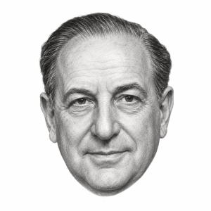 AI-assisted graphite portrait of Harry Warner