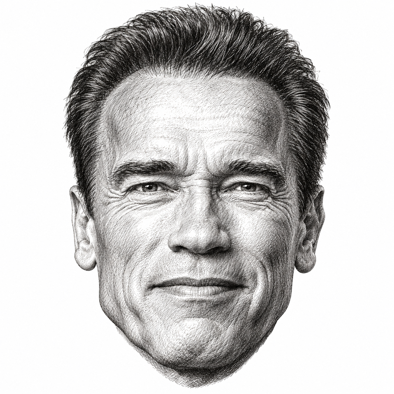 AI-generated head-only illustration of Arnold Schwarzenegger