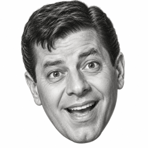 AI-generated head-only graphite portrait of Jerry Lewis