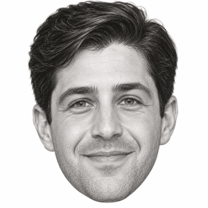 AI-generated head-only graphite portrait of Josh Peck