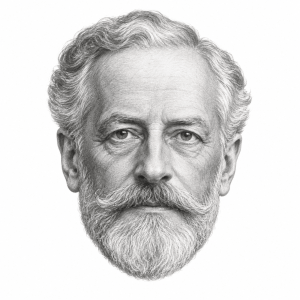 AI-assisted graphite portrait of Edmond James de Rothschild