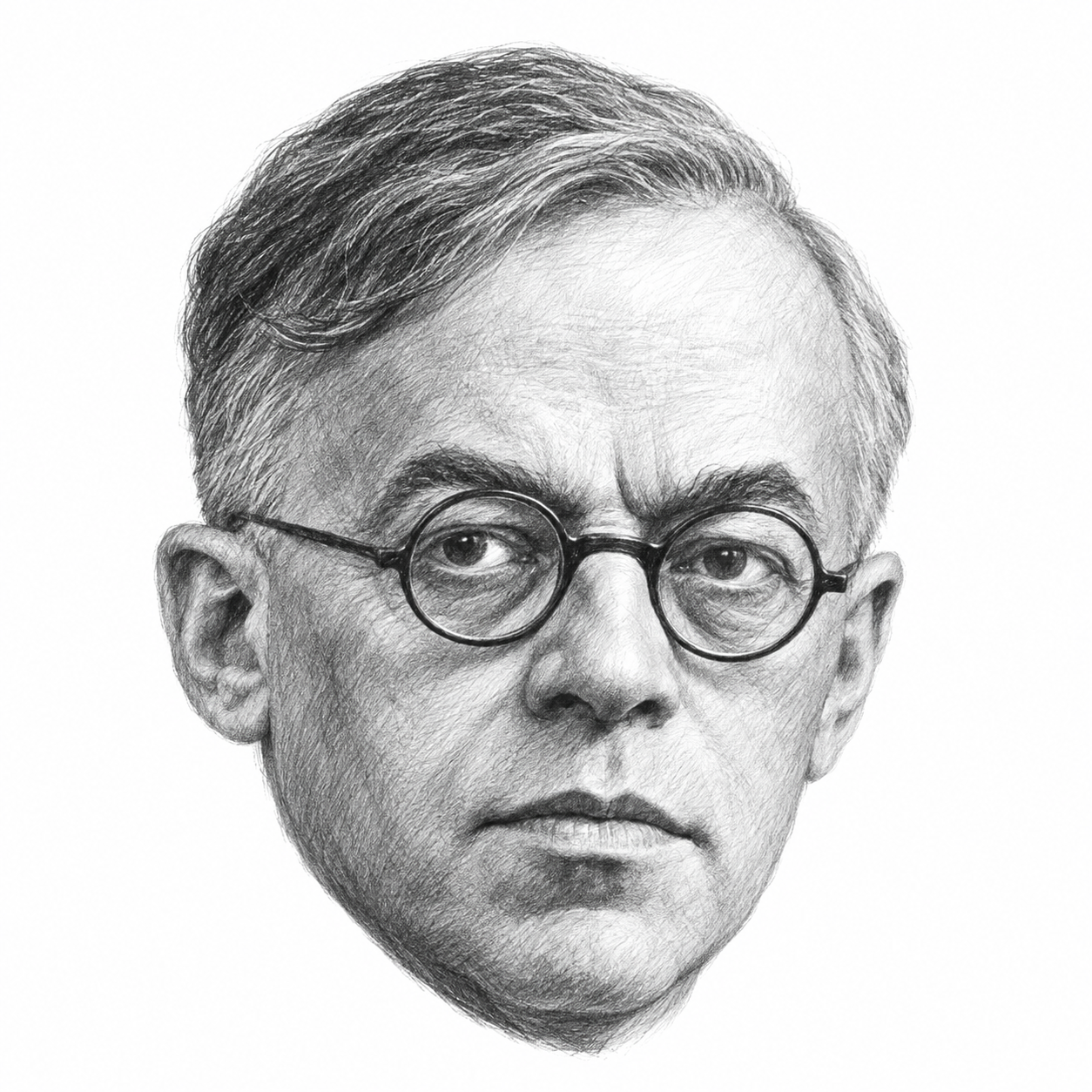 AI-assisted black-and-white pencil portrait illustration of Ze’ev Jabotinsky