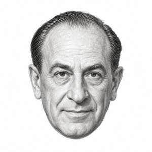 AI-assisted graphite portrait of Jack L. Warner