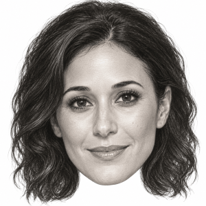 AI-generated head-only graphite portrait of Emmanuelle Chriqui