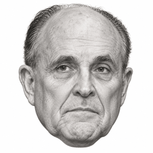 AI-generated head-only graphite portrait of Rudy Giuliani