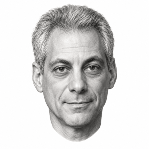 AI-assisted graphite portrait of Rahm Emanuel