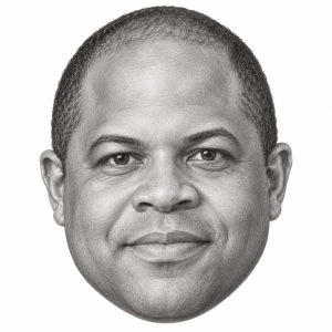 AI-generated head-only graphite portrait of Eric Johnson