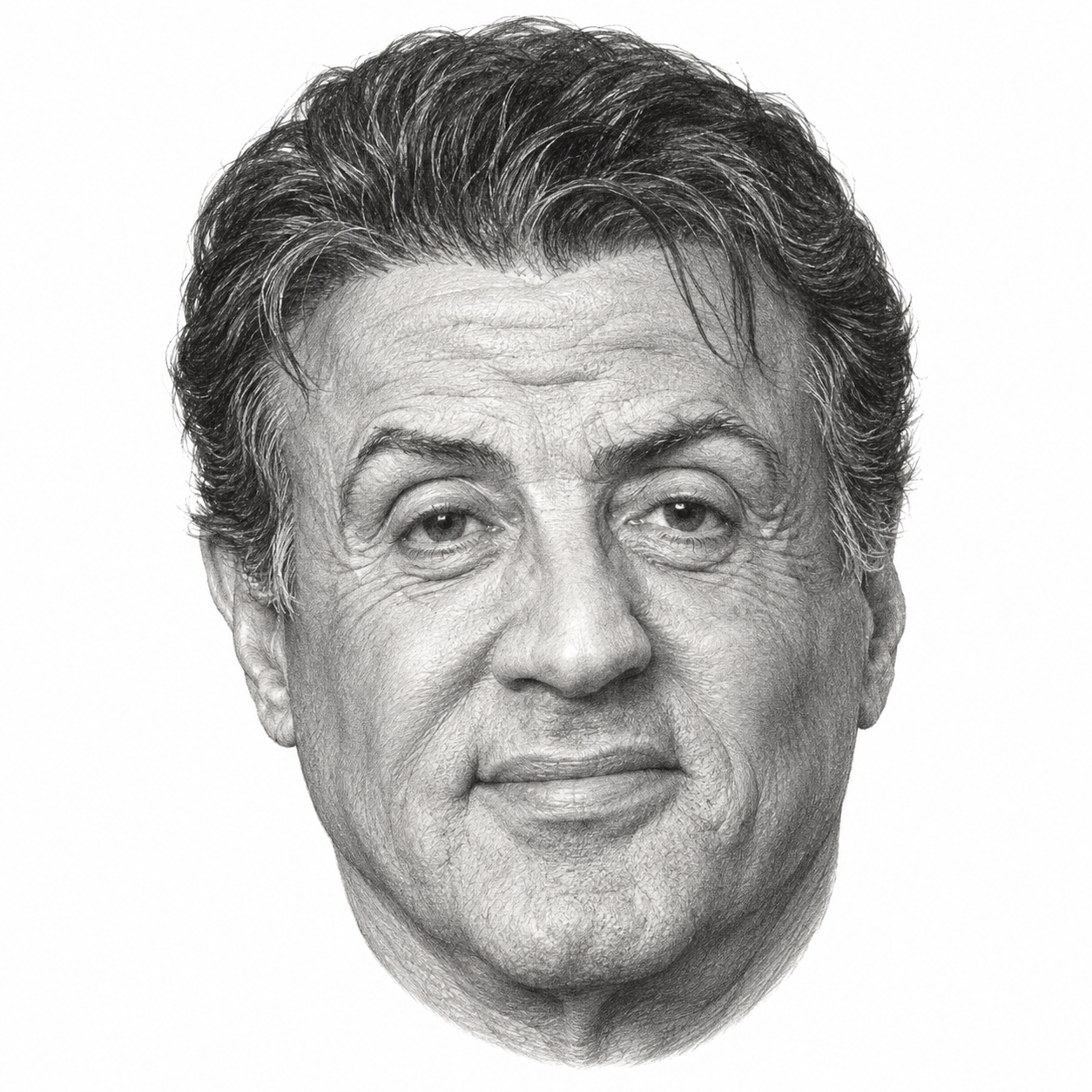AI-generated head-only illustration of Sylvester Stallone