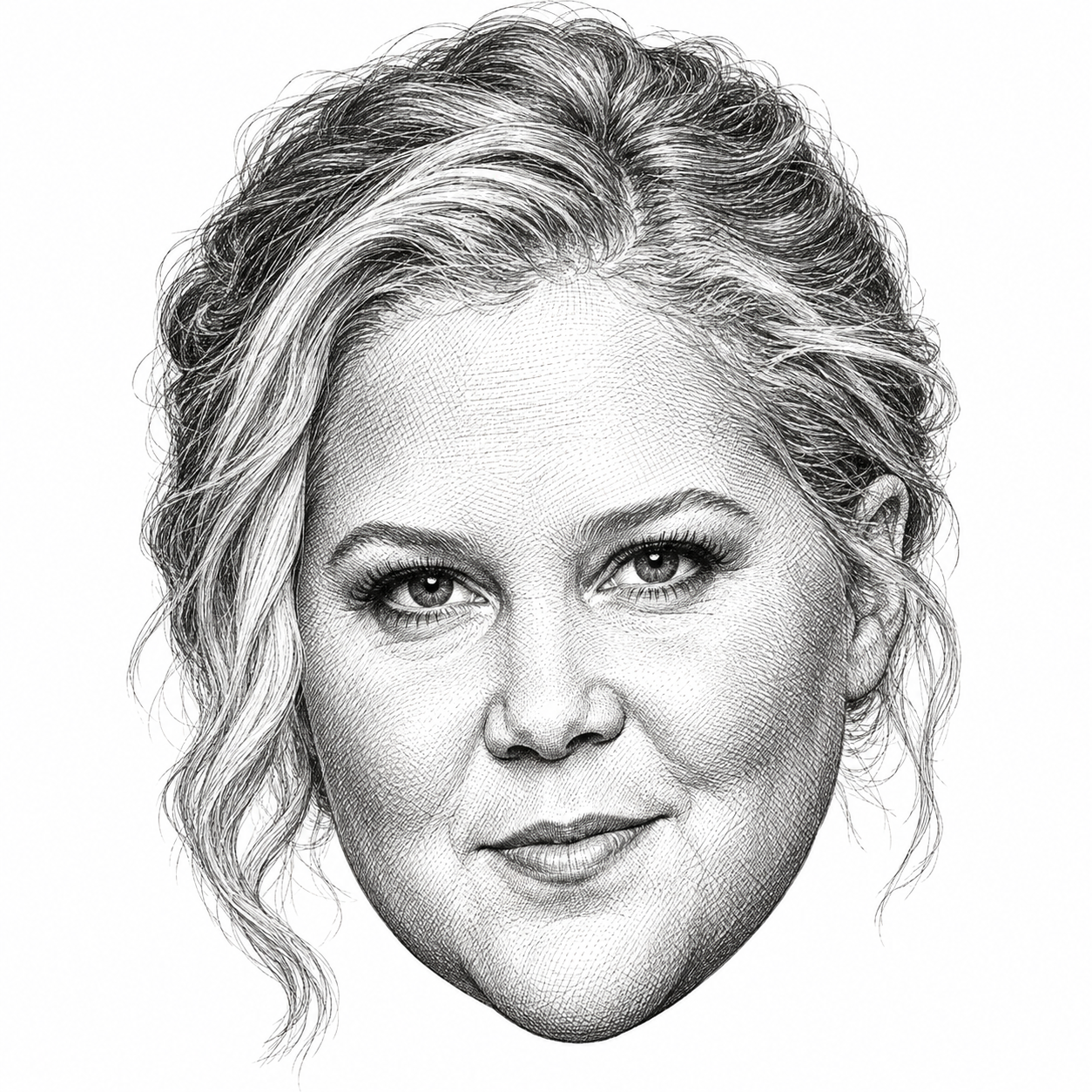AI-generated head-only illustration of Amy Schumer