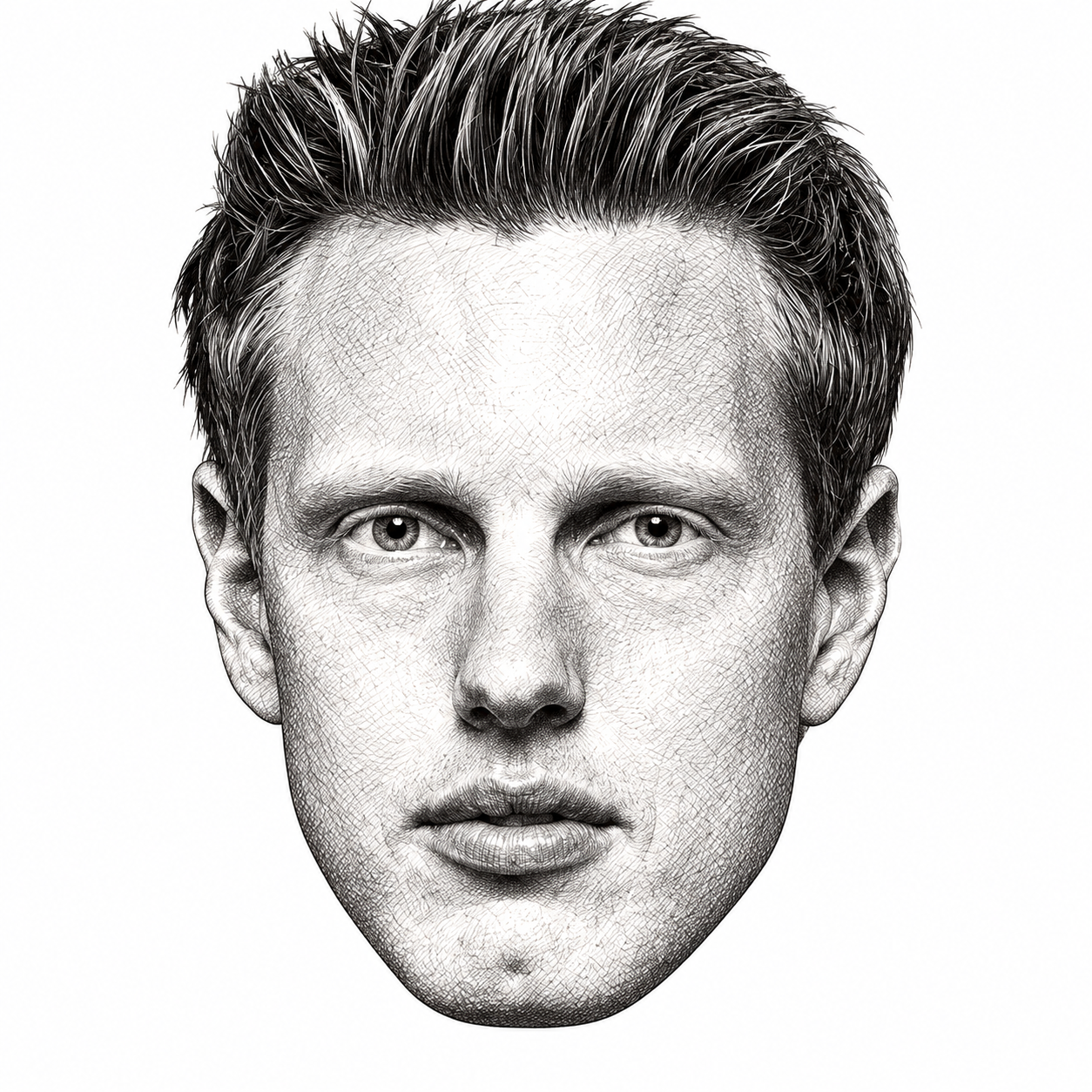 AI-generated head-only illustration of David Ellison based on a reference photograph