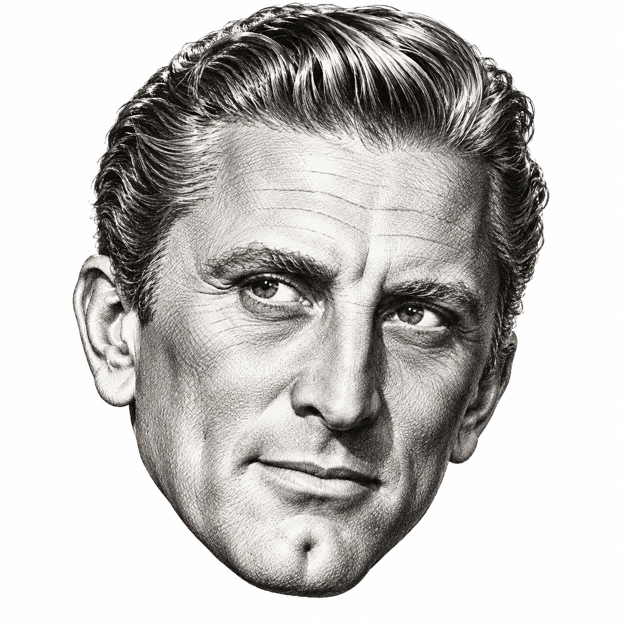 AI-generated head-only illustration of Kirk Douglas