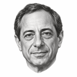 AI-assisted graphite portrait of Mario Cuomo