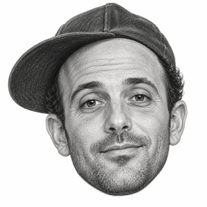 AI-generated head-only graphite portrait of Kosha Dillz