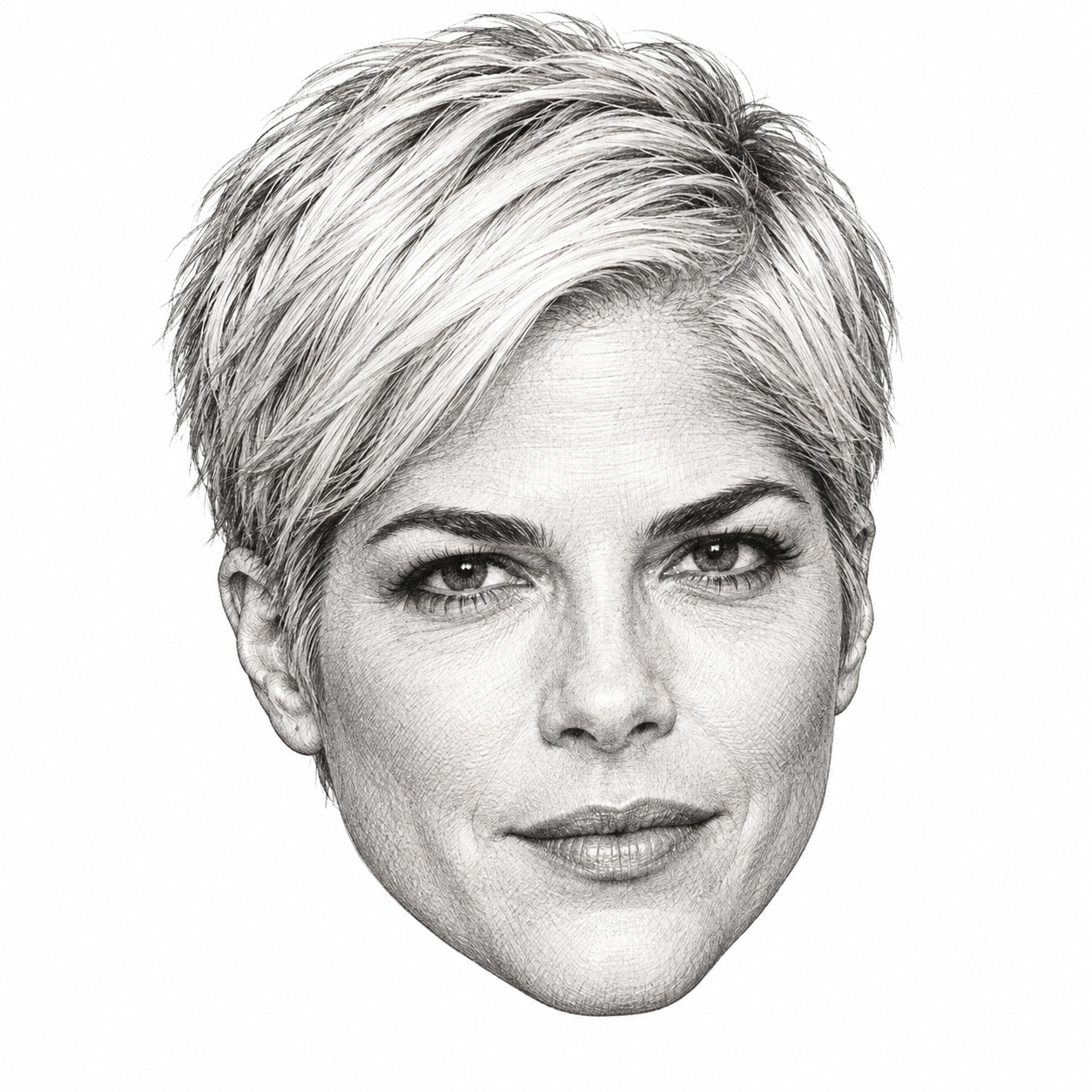 AI-generated head-only illustration of Selma Blair