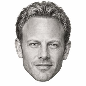 AI-generated head-only graphite portrait of Ian Ziering