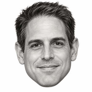 AI-generated head-only graphite portrait of Greg Berlanti