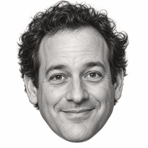 AI-generated head-only graphite portrait of Lee Kern