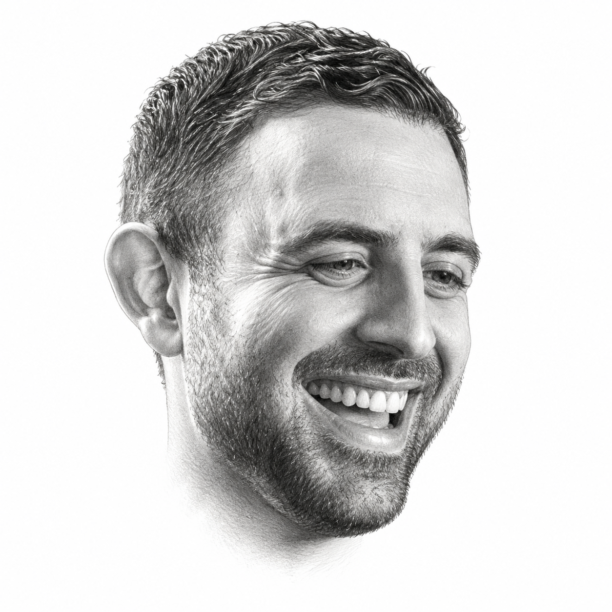 AI-assisted pencil portrait of Eylon Levy